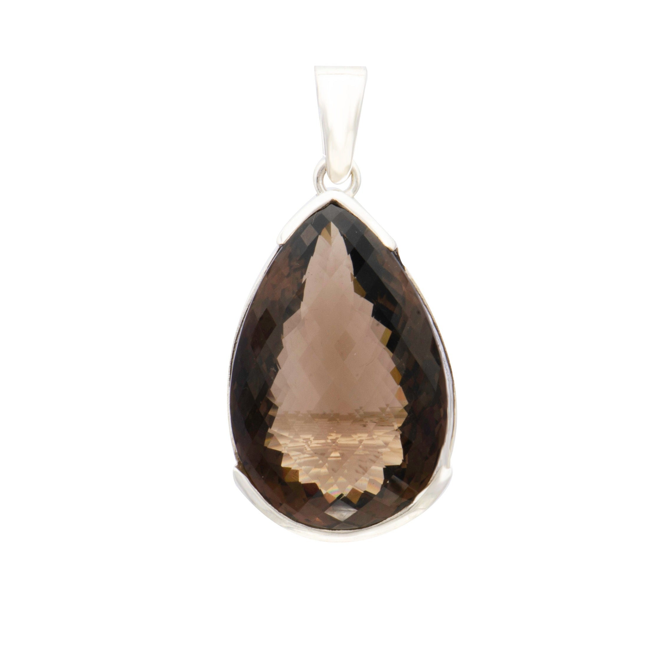 Smoky Quartz Teardrop Faceted Pendant