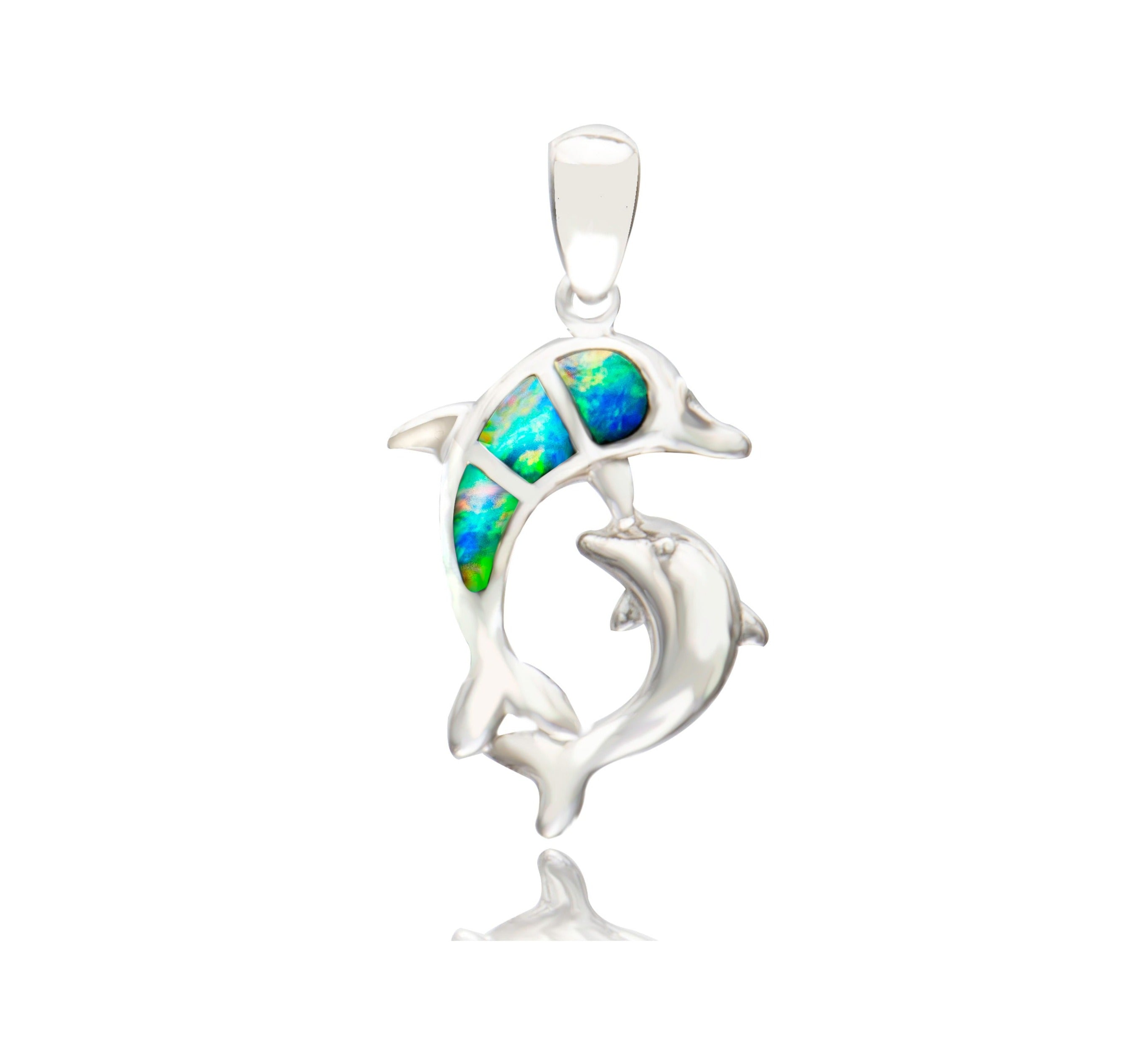 Opal Inlay Dolphin Pendant