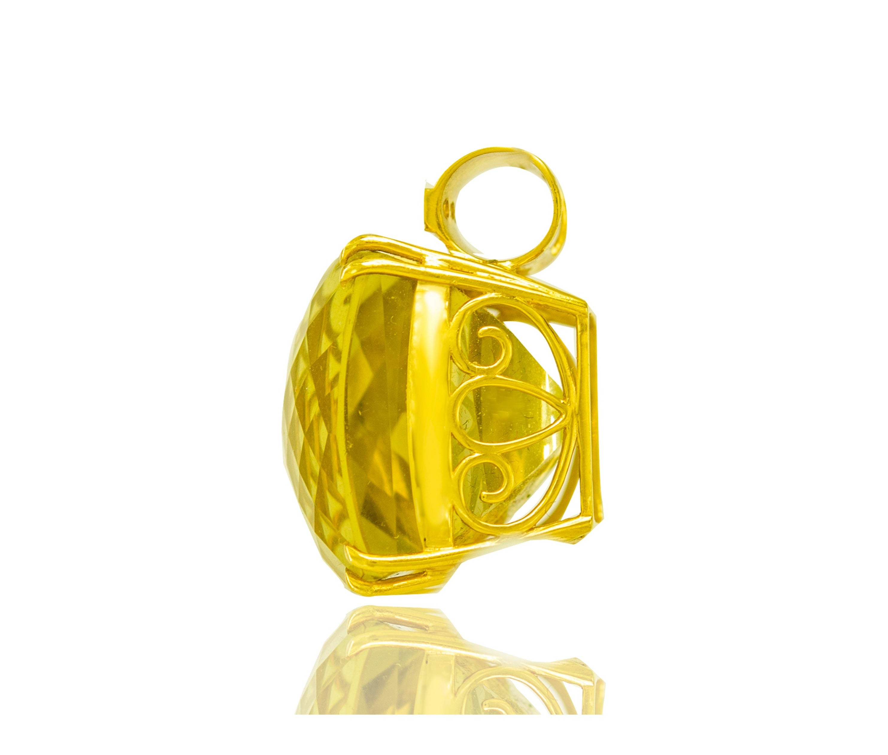 Lemon Quartz Diamond Pendant