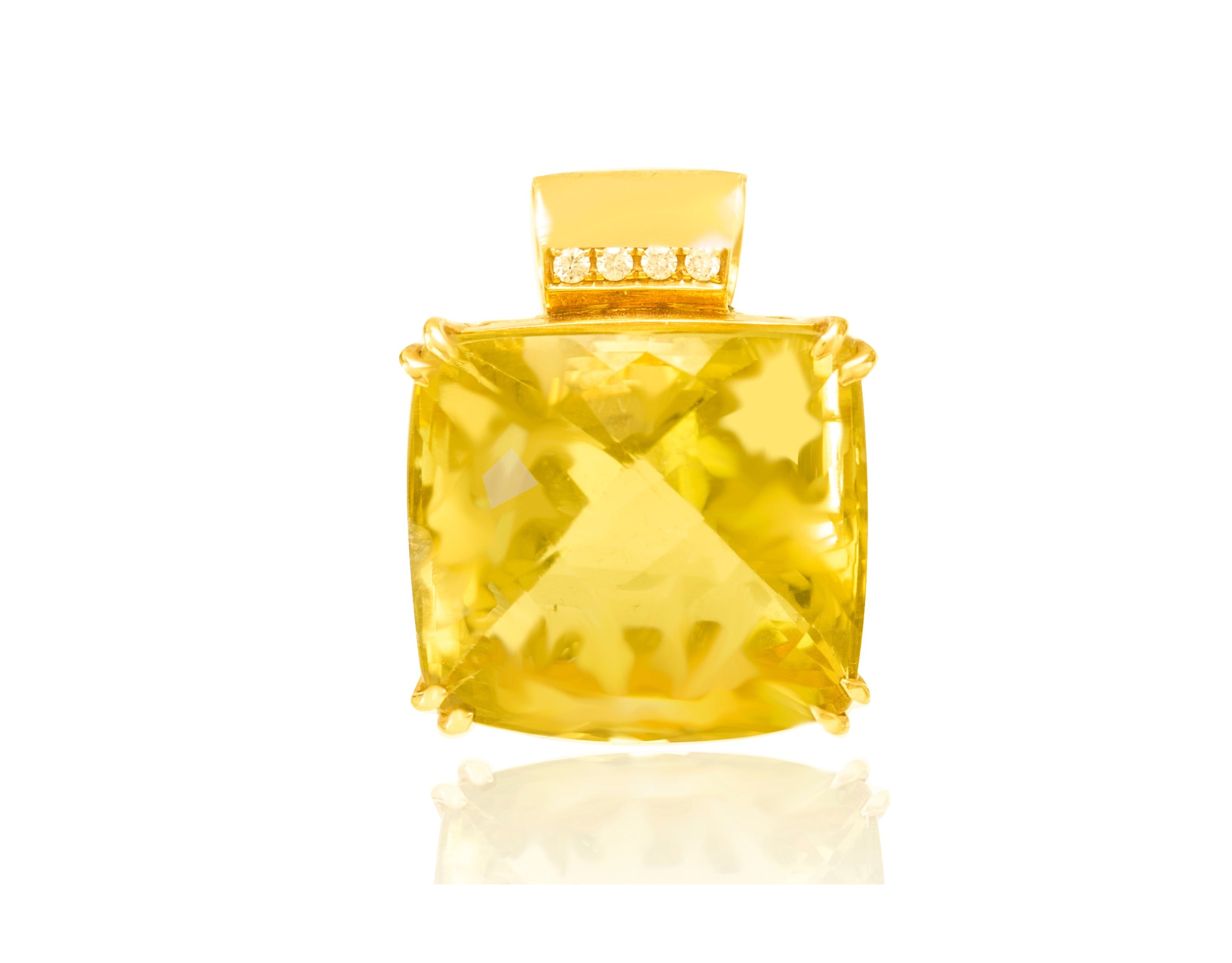 Lemon Quartz Diamond Pendant
