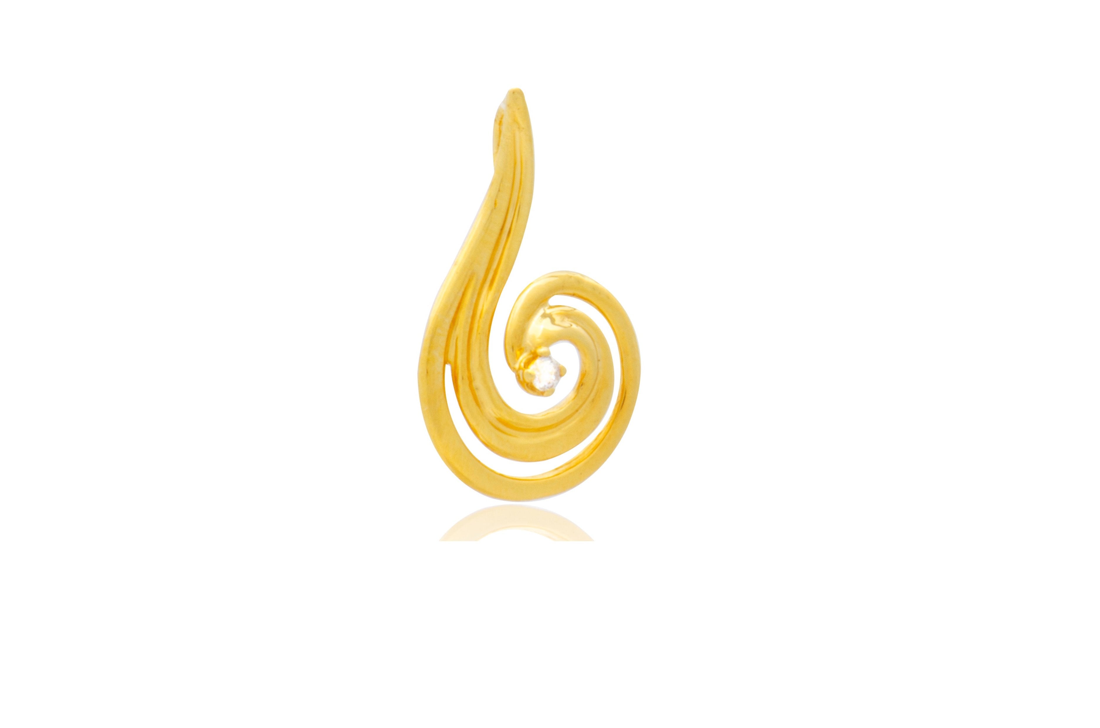 Gold Spiral and Diamond Drop Pendant