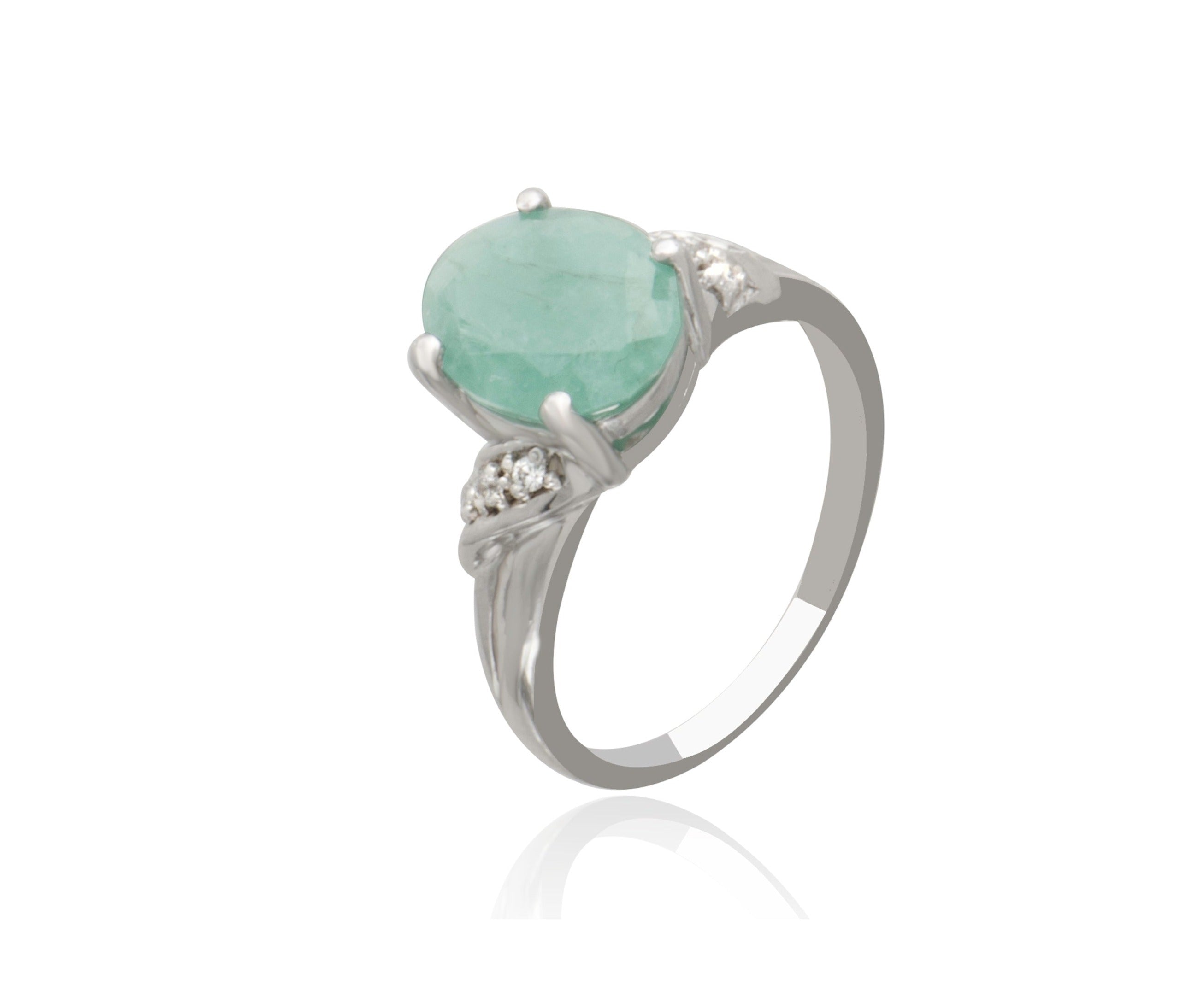 Emerald Oval with Cubic Zirconia Accents Ring