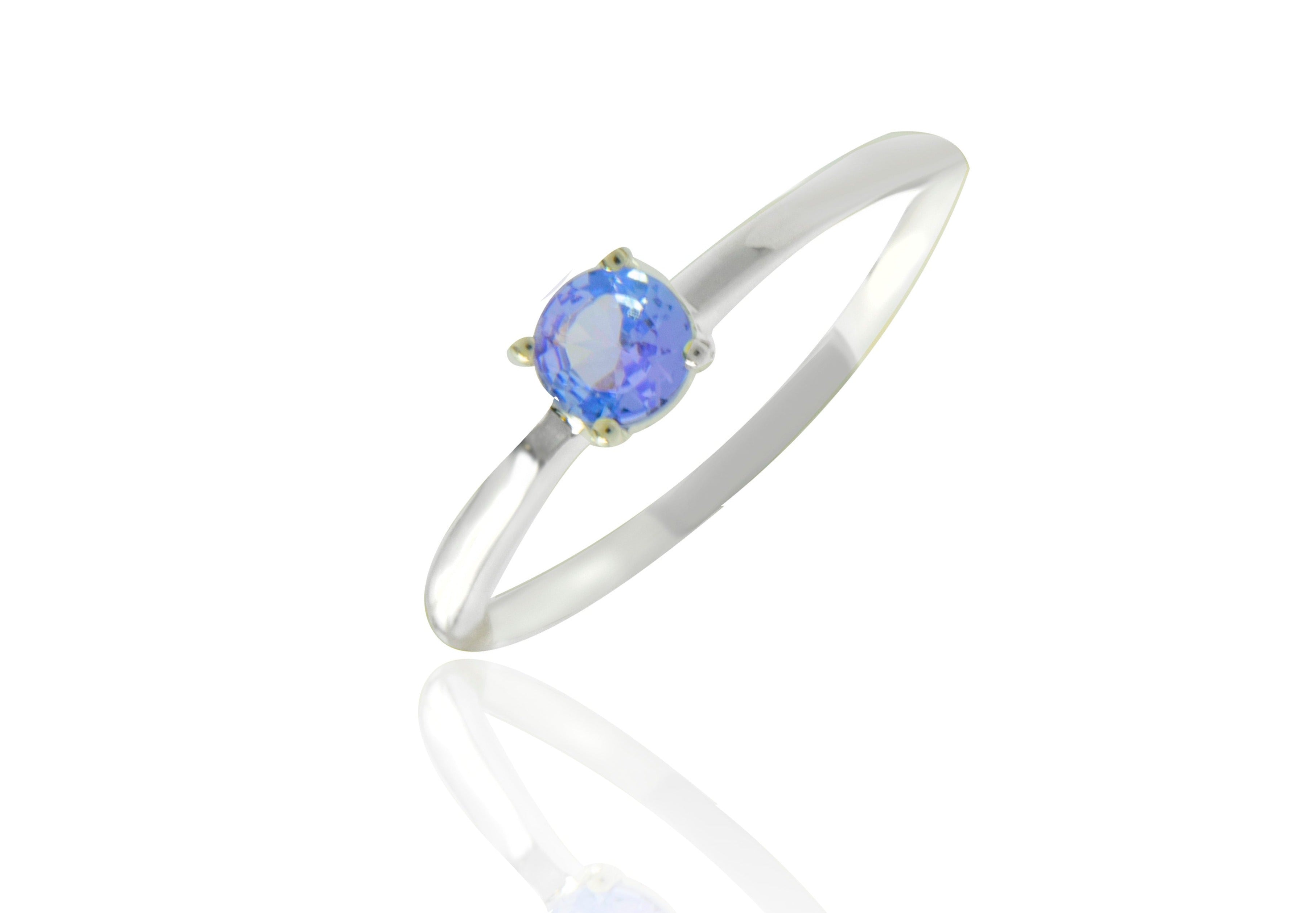 Sterling Silver Tanzanite Round Ring