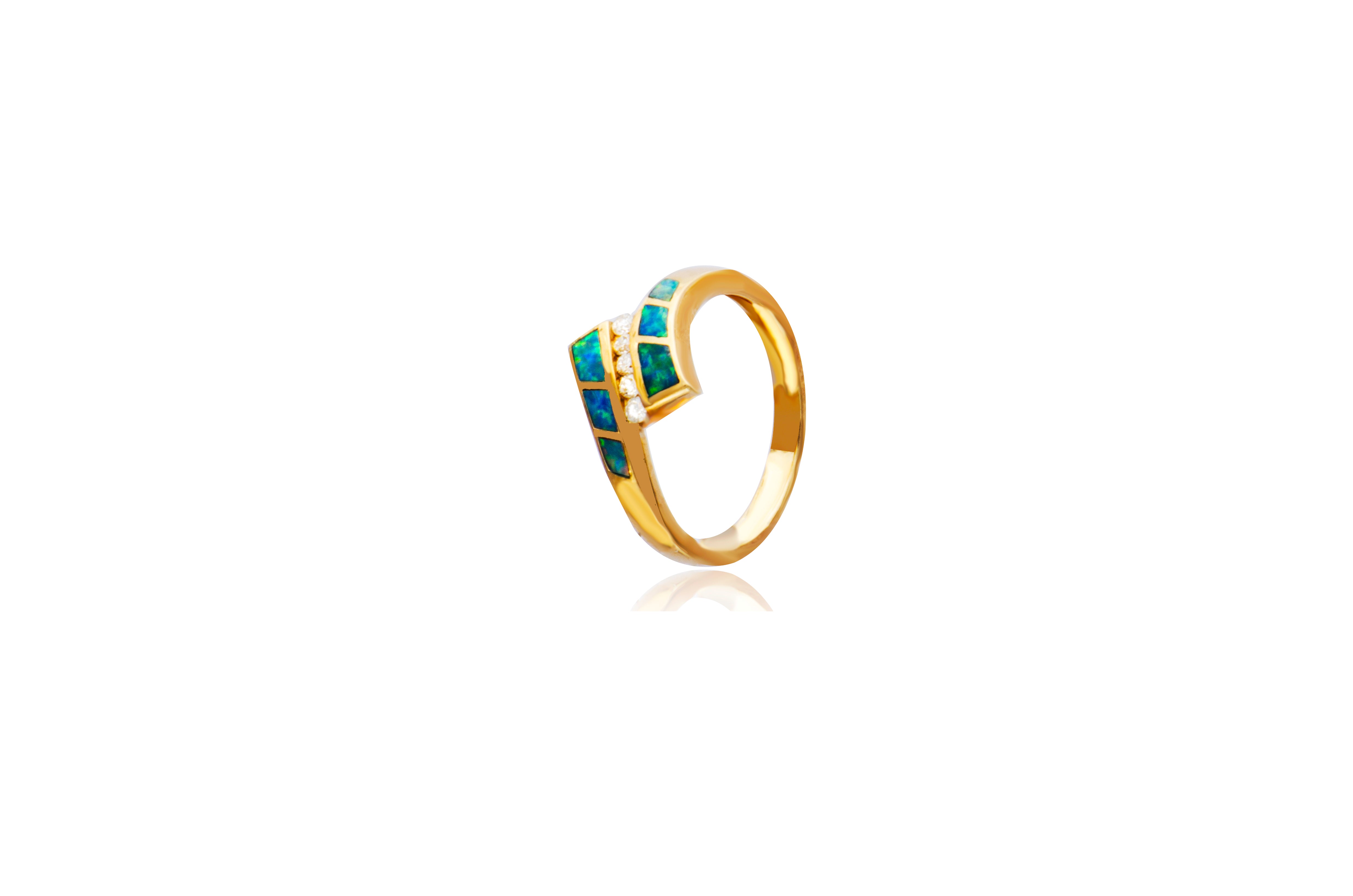 Opal Inlay Diamond Ring
