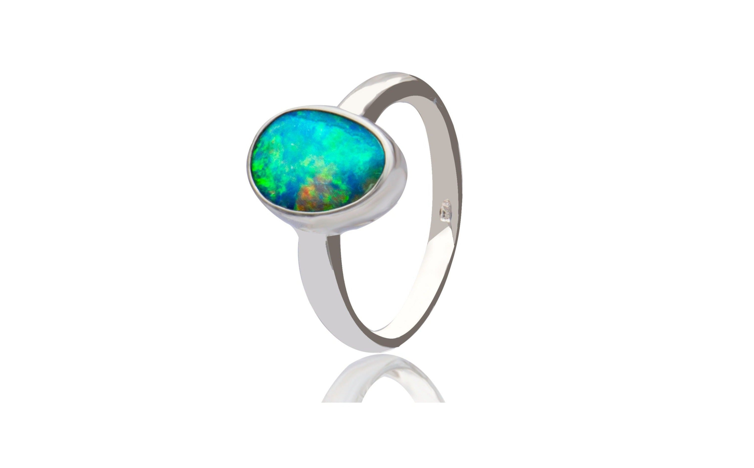 Sterling Silver Doublet Opal Ring