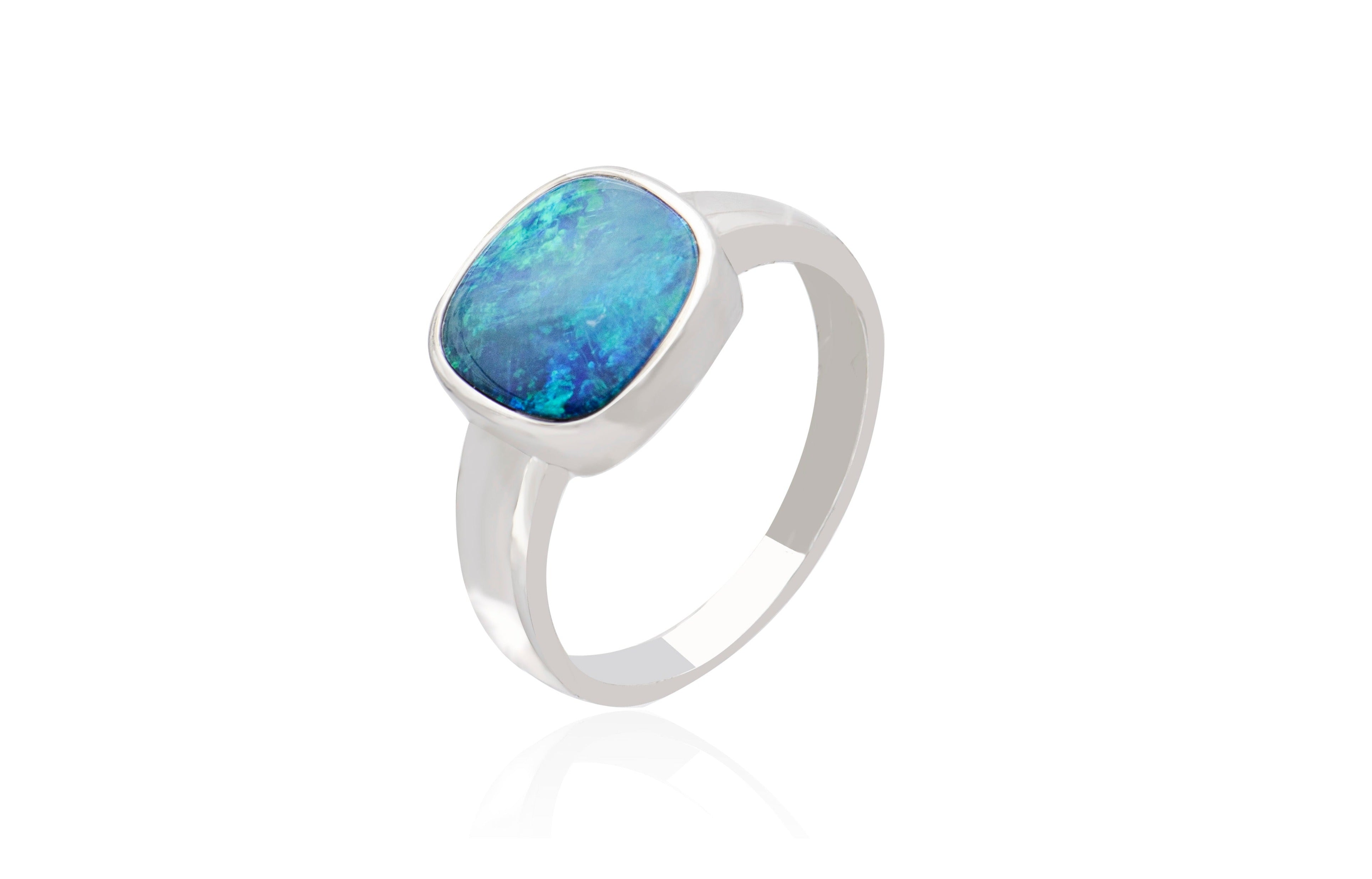 Sterling Silver Doublet Opal Ring