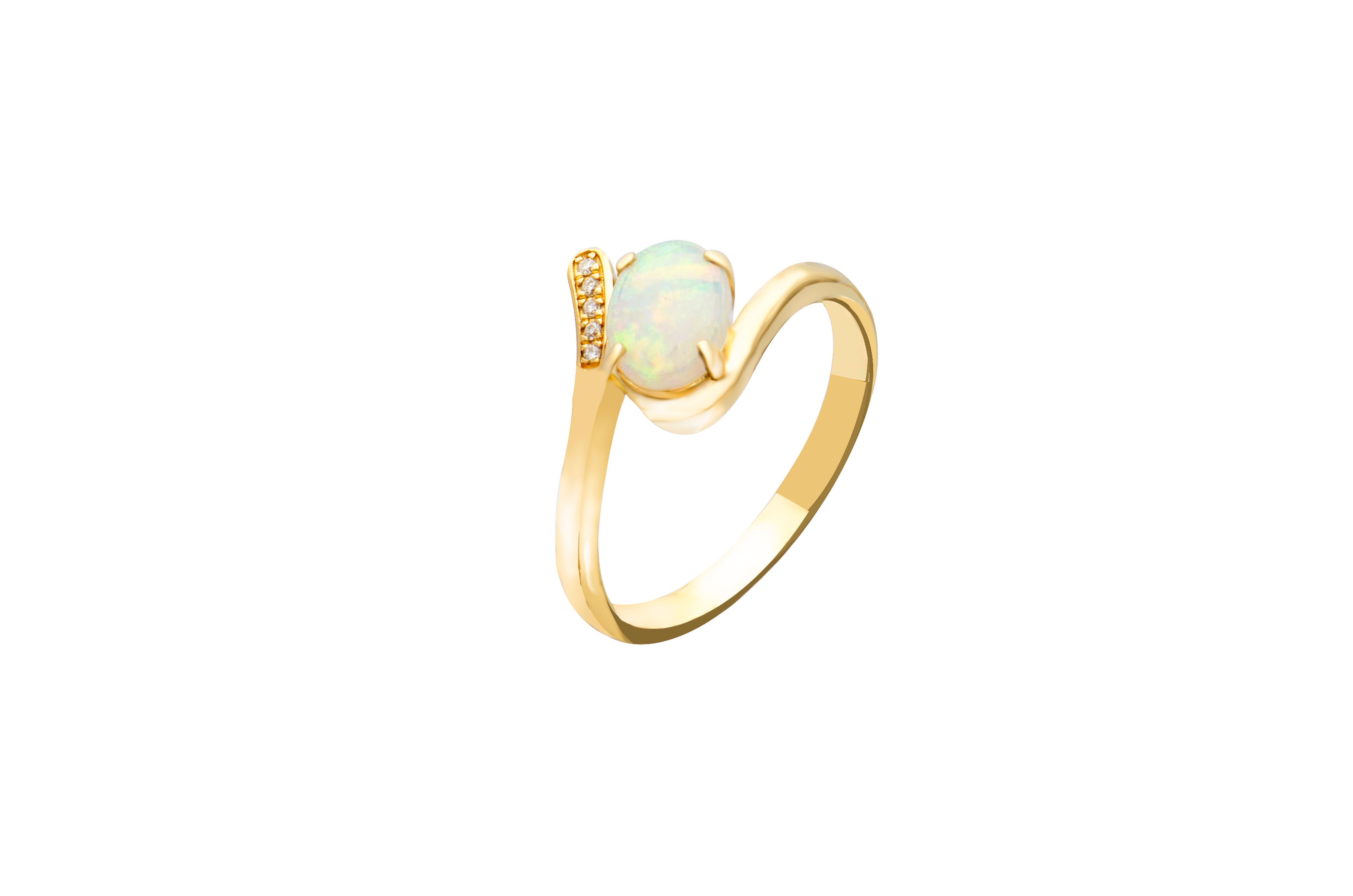 White Opal Diamond Ring