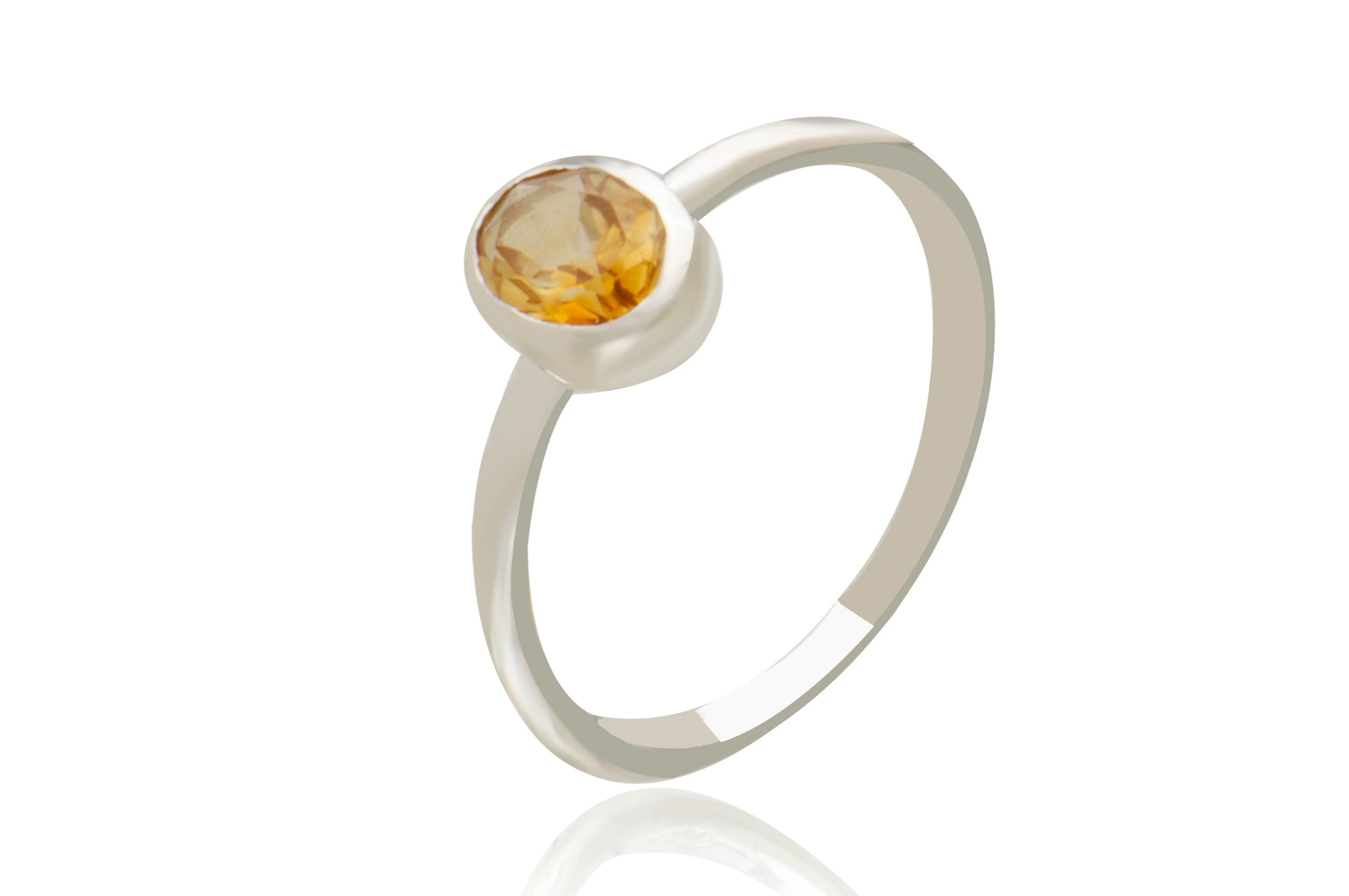Sterling Silver Citrine Oval Ring