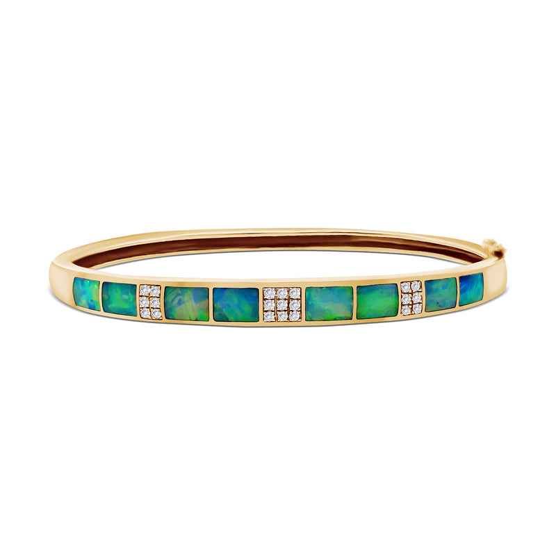 Australian Opal Inlay & Diamond Bangle