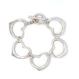 Mexican Silver Five Open Heart Link Bracelet