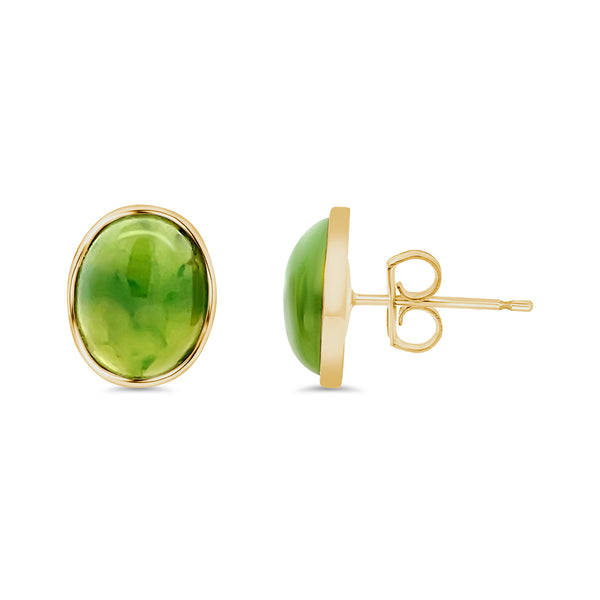 Jade Oval Stud Earrings