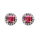 Garnet Diamond Stud Earrings