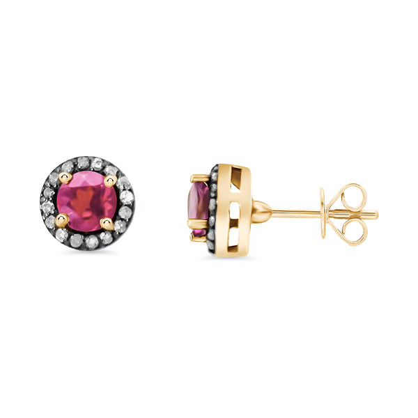 Garnet Diamond Stud Earrings