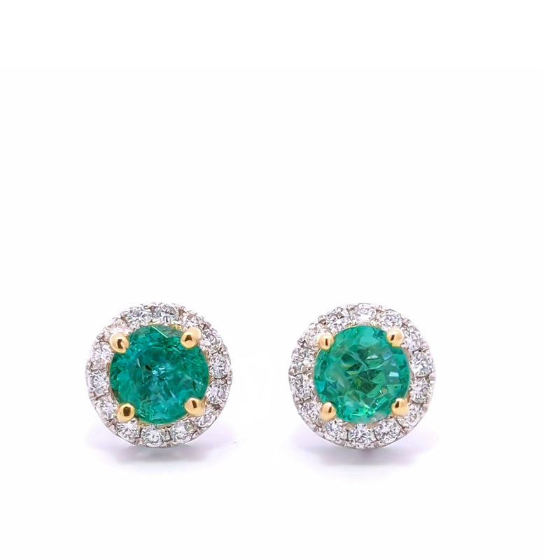  Round Emerald Diamond Earrings