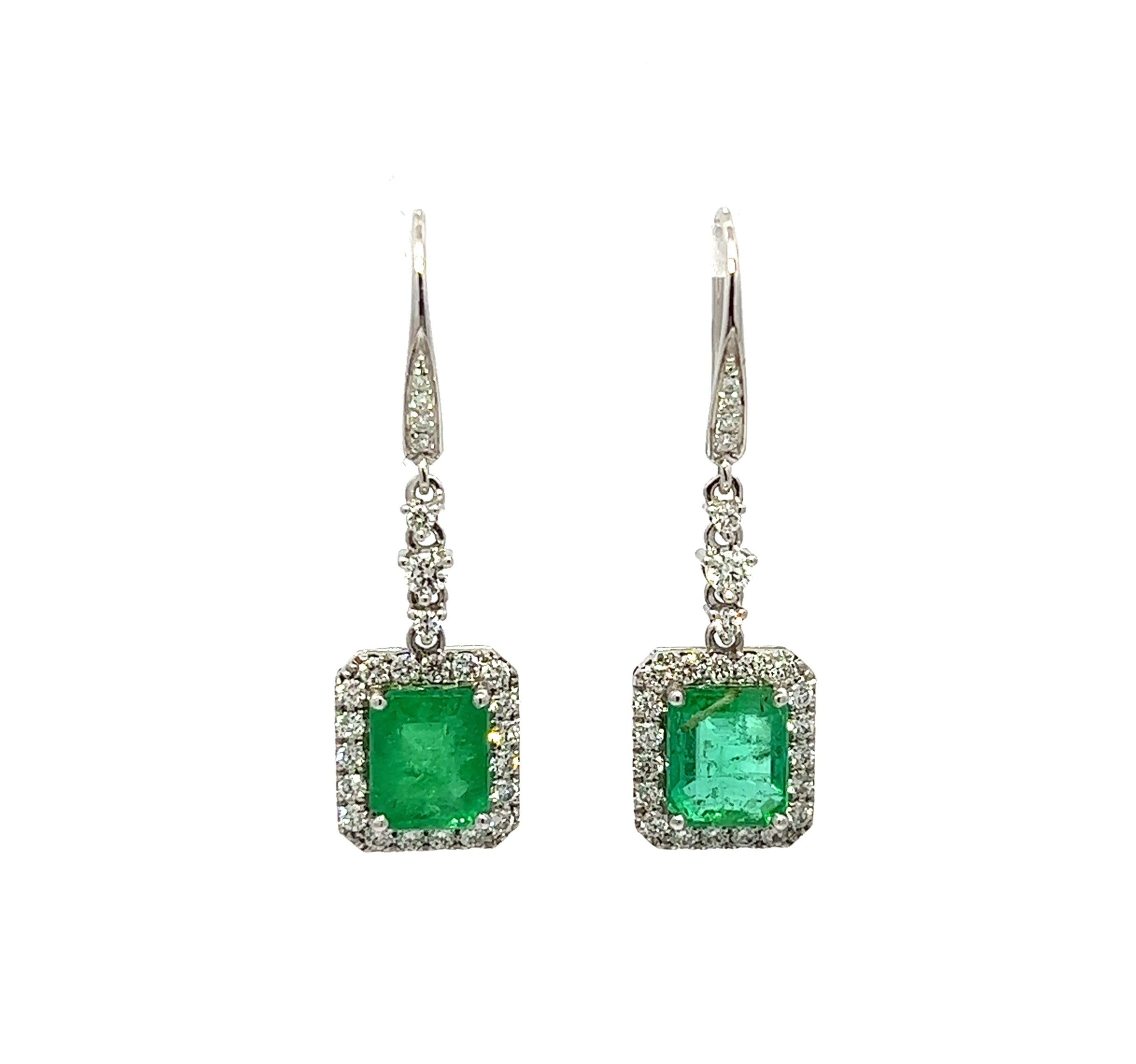 Emerald and Diamond Drop Earrings – Baku Jewellery