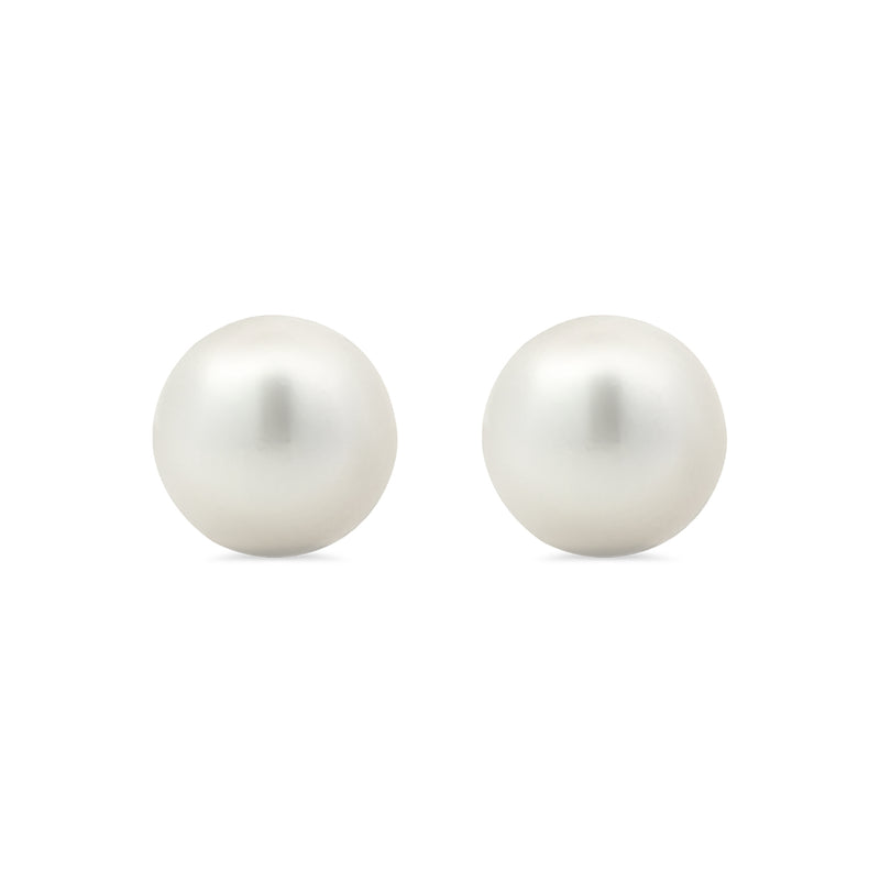 White South Sea Pearl Semi Round Stud Earrings