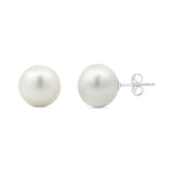 White South Sea Pearl Semi Round Stud Earrings