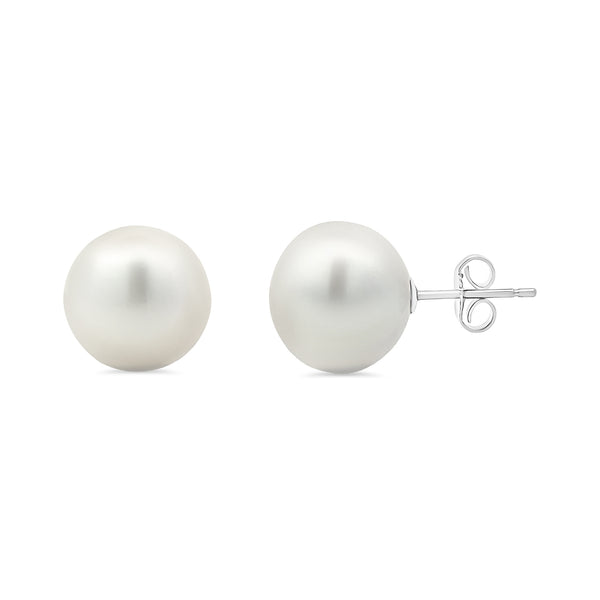 White South Sea Pearl Semi Round Stud Earrings