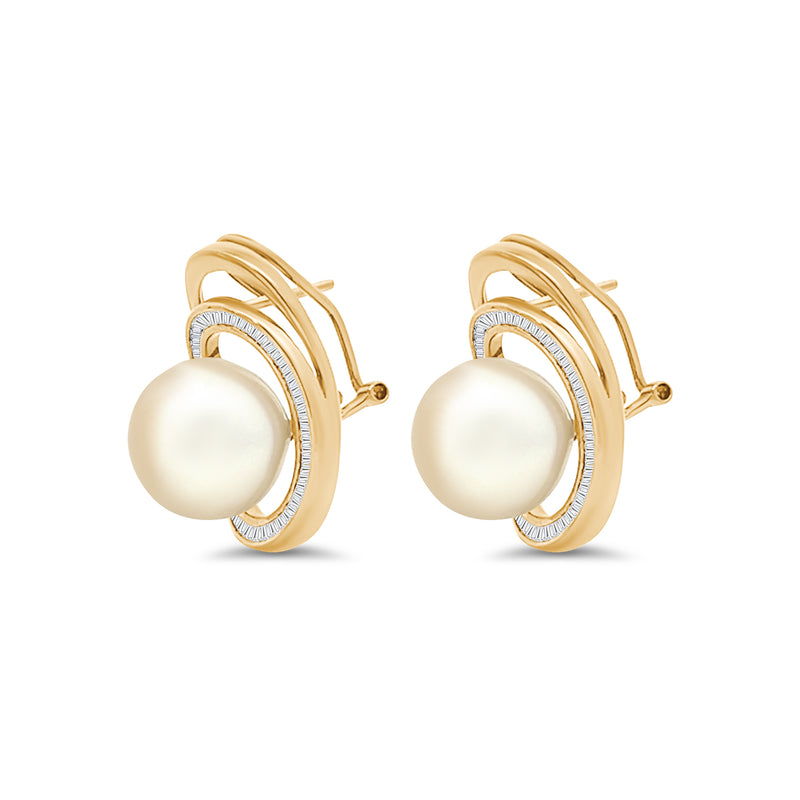 White South Sea Pearl Diamond Earrings