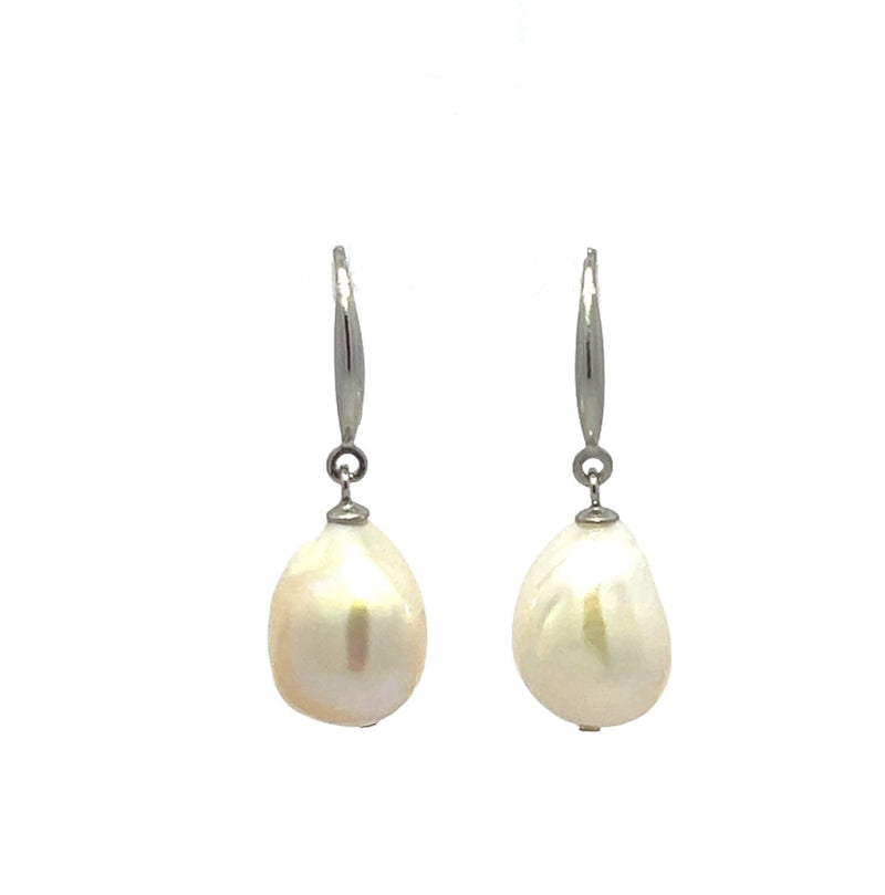 White Baroque Freshwater Pearl Earrings