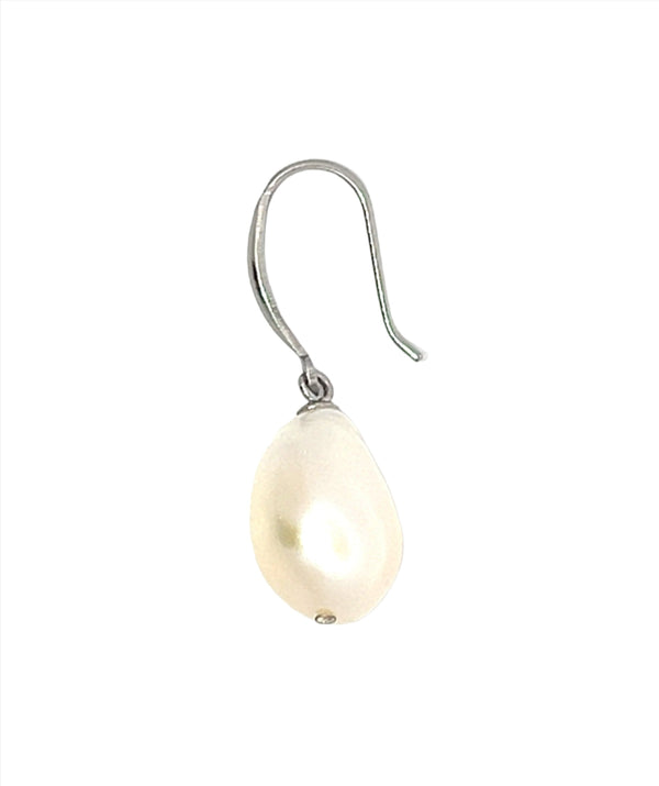 White Baroque Freshwater Pearl Earrings