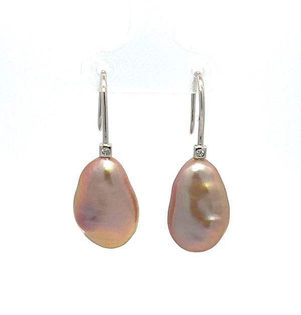 Pink Baroque Freshwater Pearl Hook Earrings