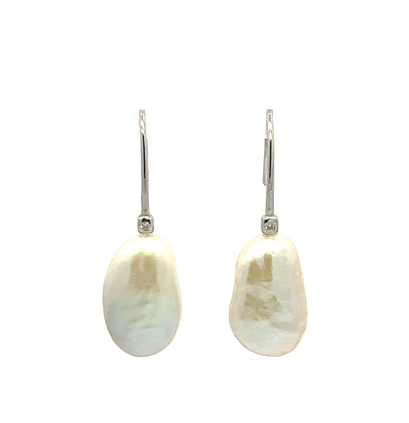 White Baroque Freshwater Pearl Hook Earrings