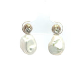 White Keshi Pearl Post Drop Earrings