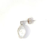 White Keshi Pearl Post Drop Earrings