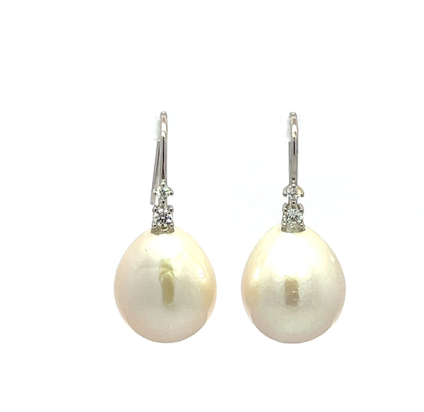 White Freshwater Pearl  Hook Earrings