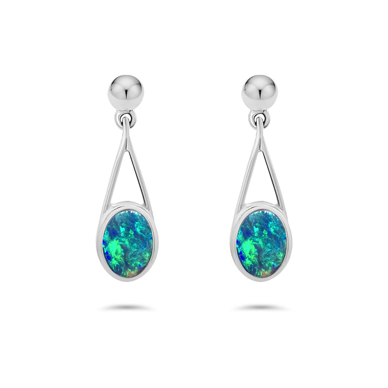 Doublet Opal Post Earrings