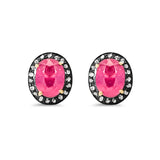 Ruby Diamond Oval Stud Earrings