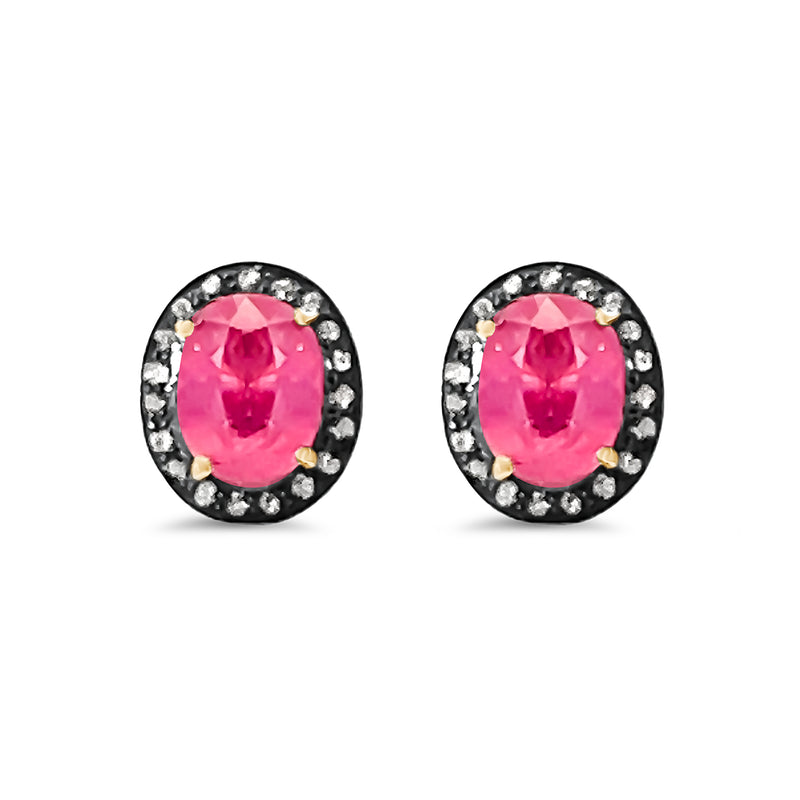 Ruby Diamond Oval Stud Earrings
