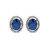 Sapphire Diamond Oval Stud Earrings