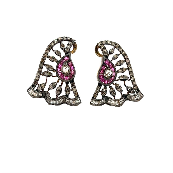 Ruby Black Diamond Stud Earrings