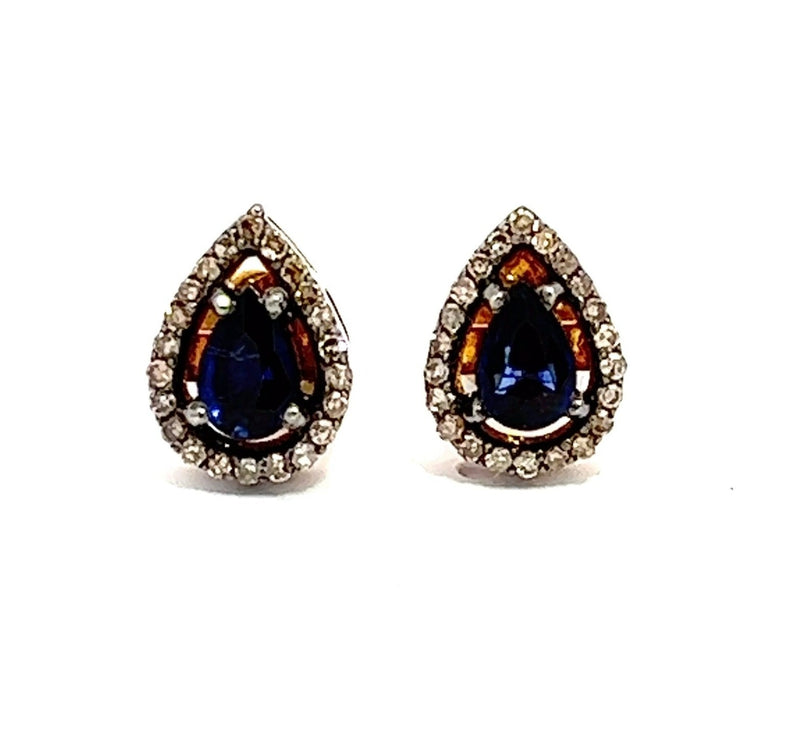 Sapphire Diamond Teardrop Stud Earrings