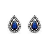 Sapphire Diamond Teardrop Stud Earrings