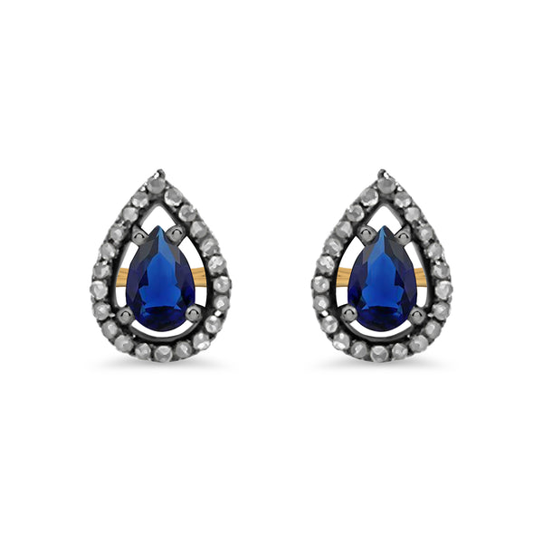 Sapphire Diamond Teardrop Stud Earrings