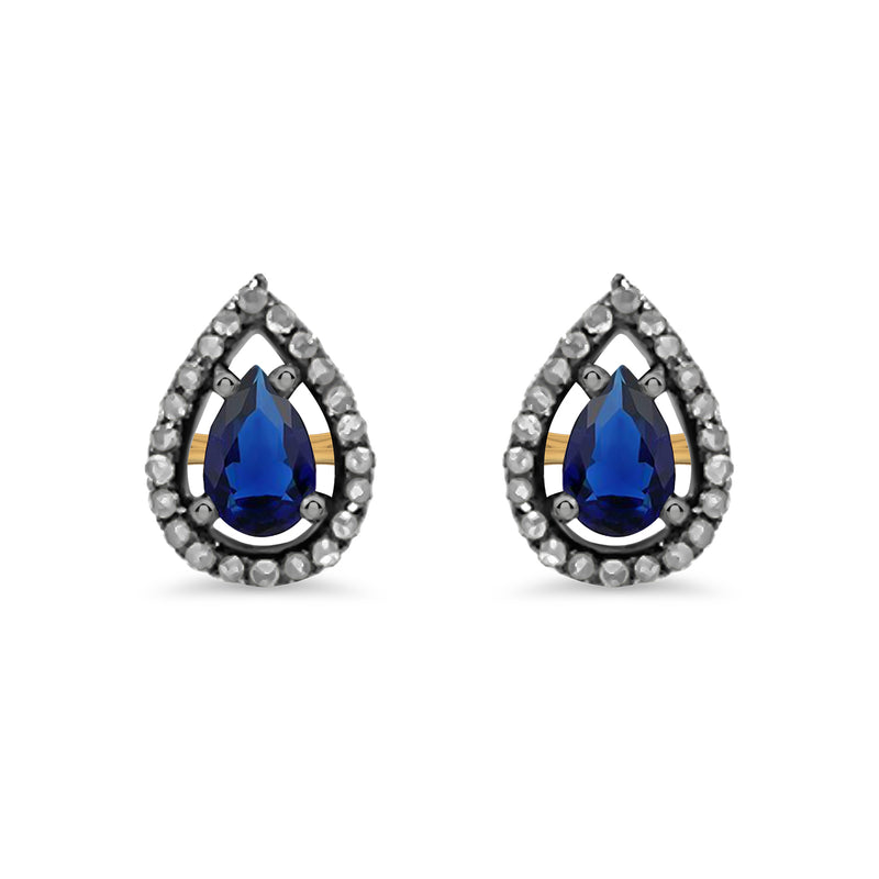 Sapphire Diamond Teardrop Stud Earrings