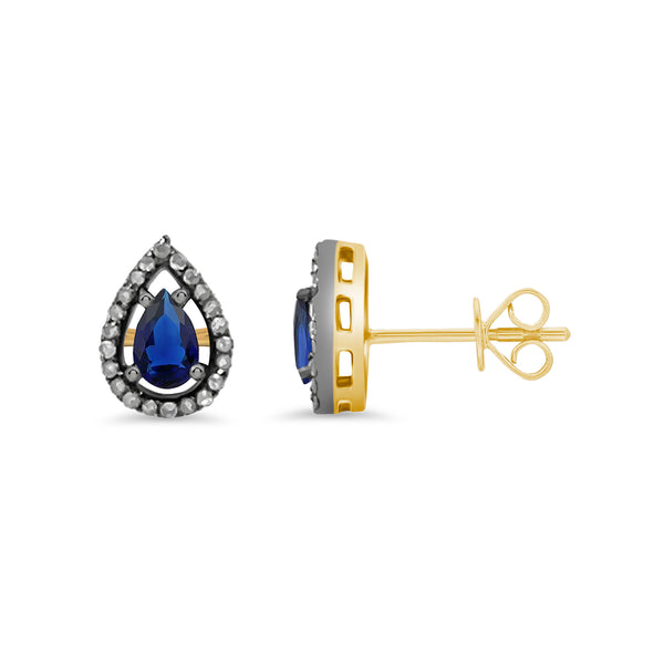 Sapphire Diamond Teardrop Stud Earrings