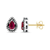 Ruby Diamond Teardrop Stud Earrings