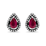 Ruby Diamond Teardrop Stud Earrings