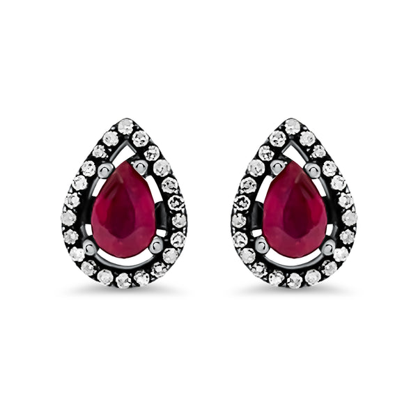 Ruby Diamond Teardrop Stud Earrings