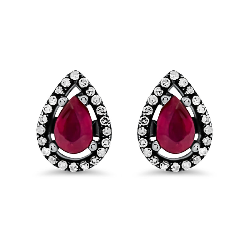 Ruby Diamond Teardrop Stud Earrings