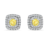 1.99Ct Yellow and White Diamond Stud Earrings