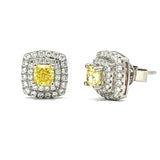 1.99Ct Yellow and White Diamond Stud Earrings