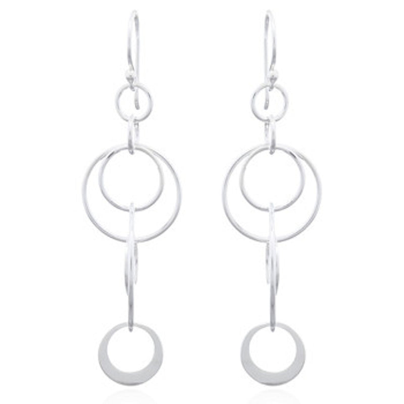 Multi Open Circle Link Drop Earrings