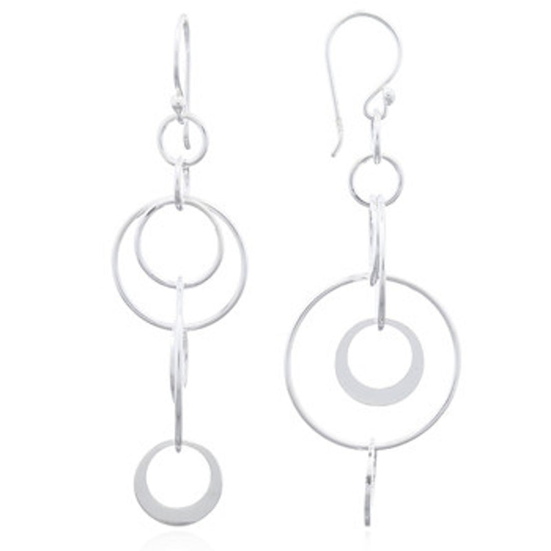 Multi Open Circle Link Drop Earrings