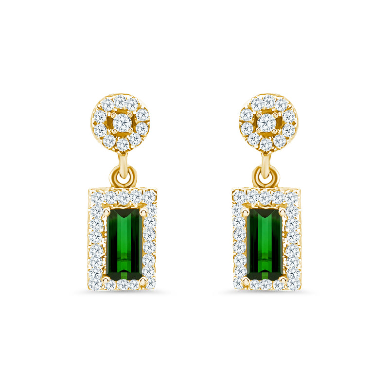 Tsavorite Garnet Diamond Rectangle Post Earrings