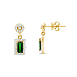 Tsavorite Garnet Diamond Rectangle Post Earrings